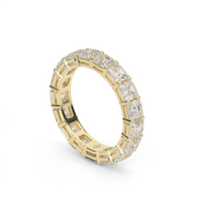 4 carat yellow gold eternity ring with Asscher-cut diamonds in shared prong setting